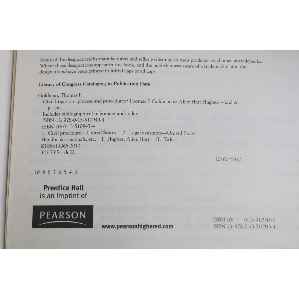 Civil Litigation Process & Procedures 2nd Ed‎ Goldman Hughes Law Textbook